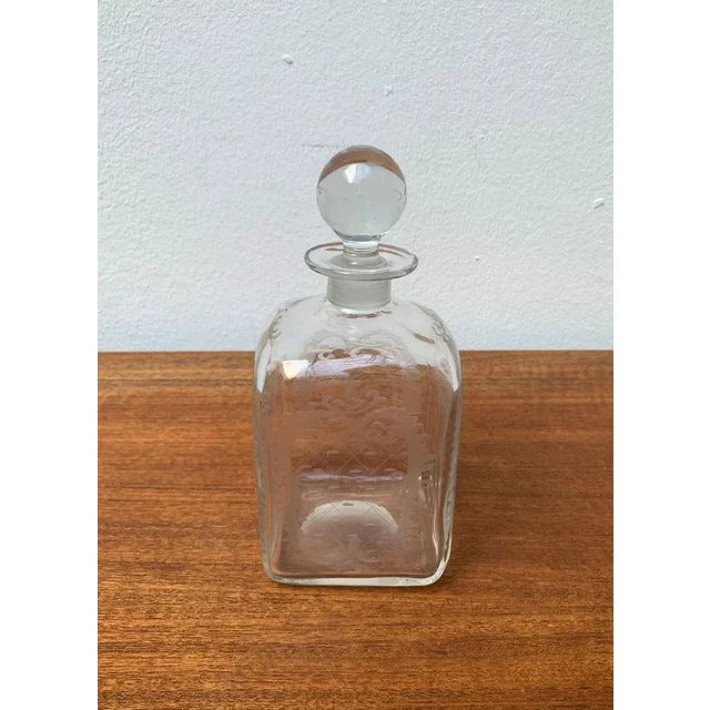 Vintage Danish Glass Bottle With Engraving, in Very Good conditions. Designed 1970 to 1979