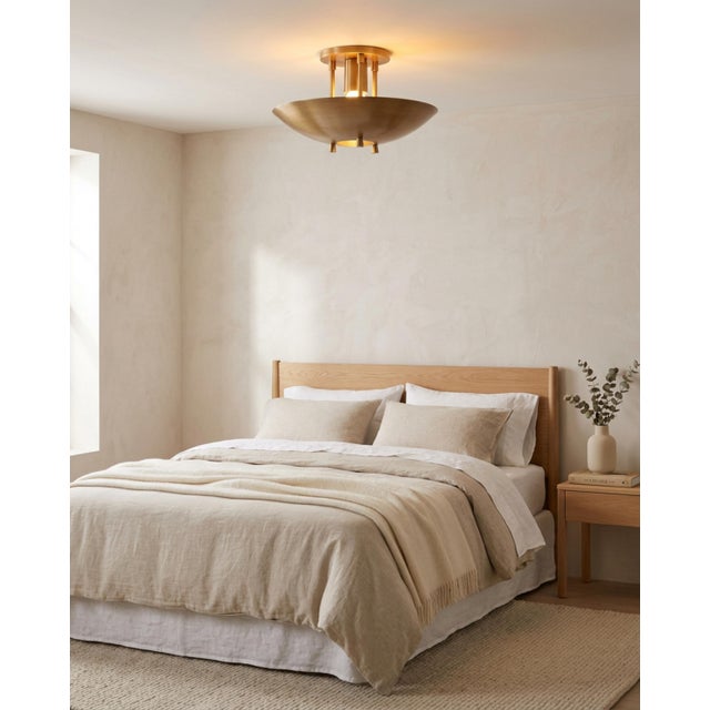Handmade Mid-Century Modern Brass Flush Mount Ceiling Light Art Deco Organic Design Lighting for Entryway, Bedroom, Dining For Sale - Image 4 of 16