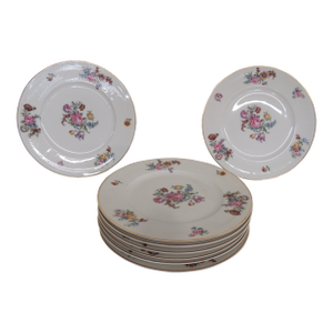 Limoges Goa Field Haviland Floral Ivory China France 8 Dinner Plates 4348b