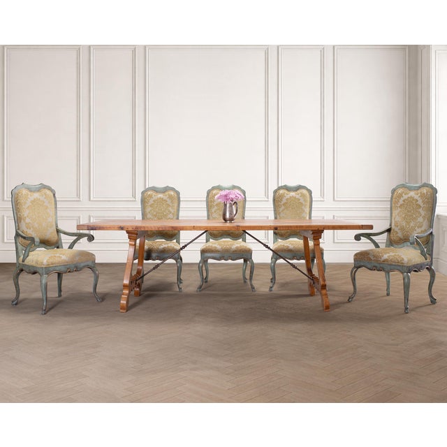 A distinguished set of ten Country French Provincial, or Louis XV-style dining chairs artisan made by Minton-Spidell, Los...