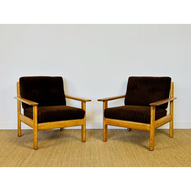 Brown Vintage Scandinavian Oak and Corduroy Modular Living Room Set by Afra & Tobia Scarpa, 1960s, Set of 5 For Sale - Image 8 of 18