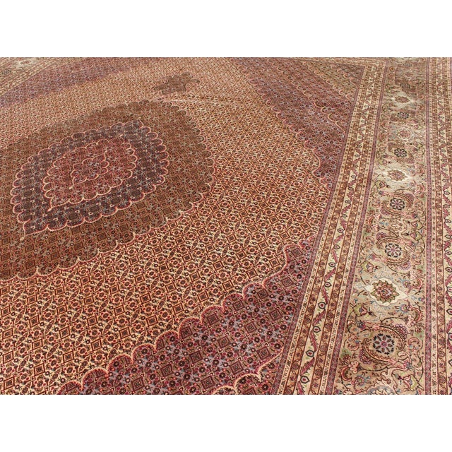 Vintage Persian Tabriz Rug With Diamond Medallion Design in Rich Burgundy For Sale In Atlanta - Image 6 of 11