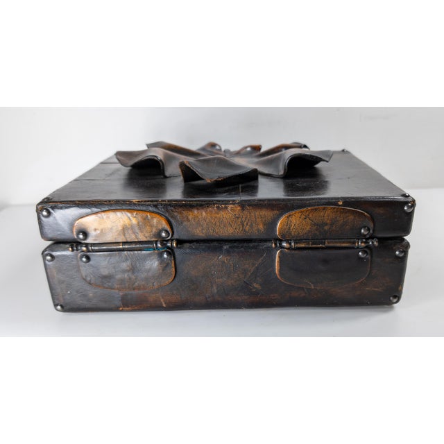 Mid-Century Folk Art Patchwork Leather Box With Gingko Leaf Design For Sale In New York - Image 6 of 12
