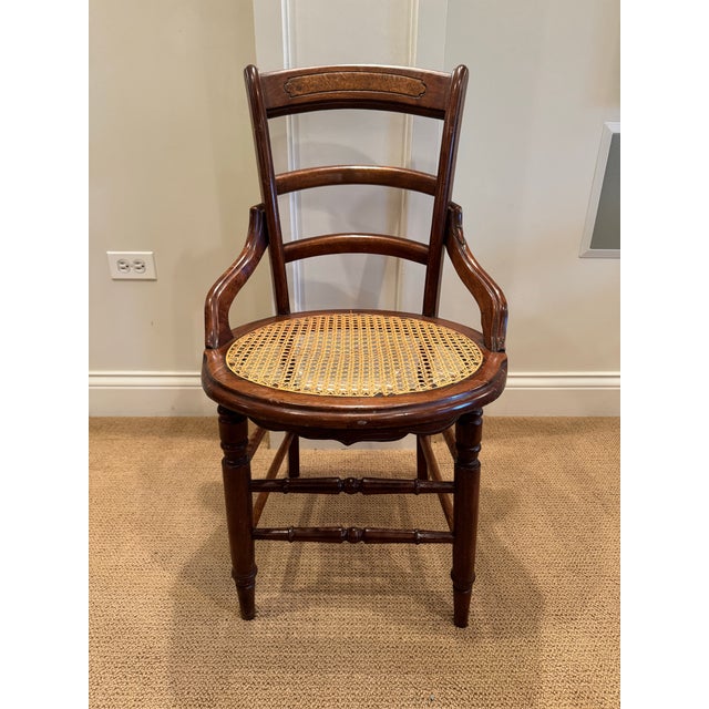 Vintage Victorian Style Mahogany and Cane Side Chairs - Set of 4 For Sale - Image 11 of 17