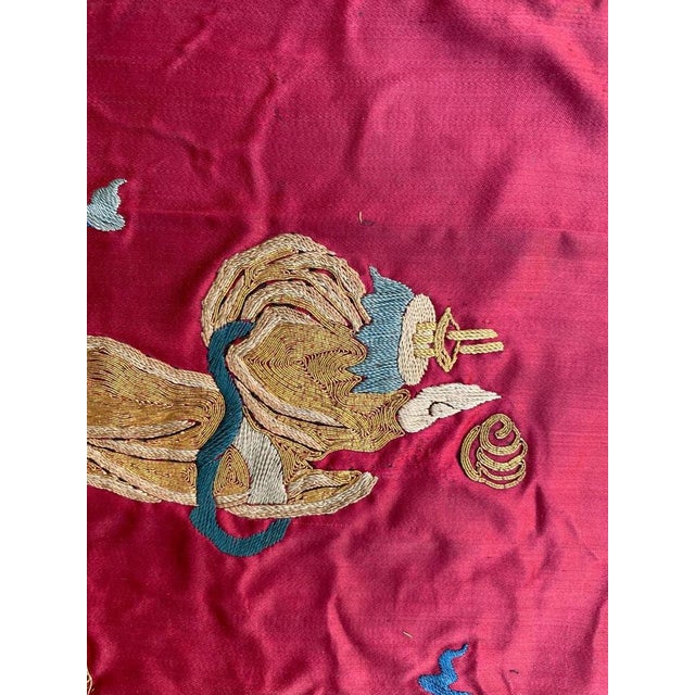 Antique Chinese Silk and Metal Embroidery For Sale - Image 4 of 13