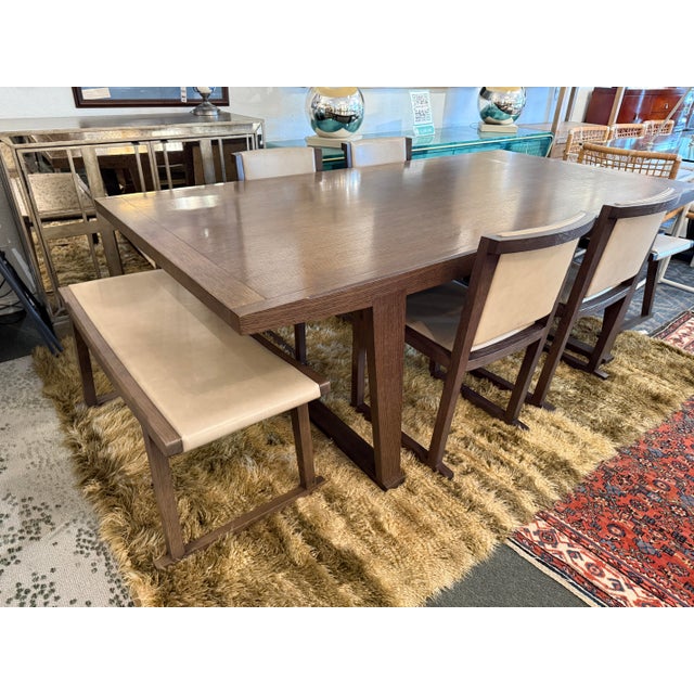 Wood Antonio Citterio for Maxalto + B&b Italia InToto Table + Four Musa Chairs + Two Sella Benches, Set For Sale - Image 7 of 12