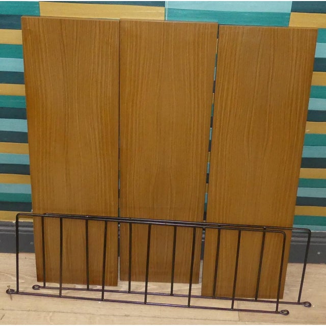 Mid-Century Modern String Shelves in Medium Brown Wood, 2 Black Ladders, 1960s For Sale - Image 9 of 13