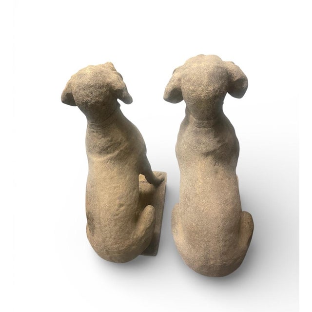 2000 - 2009 Pair of Vintage English Style Cast Stone Hunting Dog Statues For Sale - Image 5 of 7