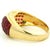 Ruby Red 1990s Italian 18k Gold Ruby Diamond Crossover Cocktail Ring, Size 6.5 For Sale - Image 8 of 13
