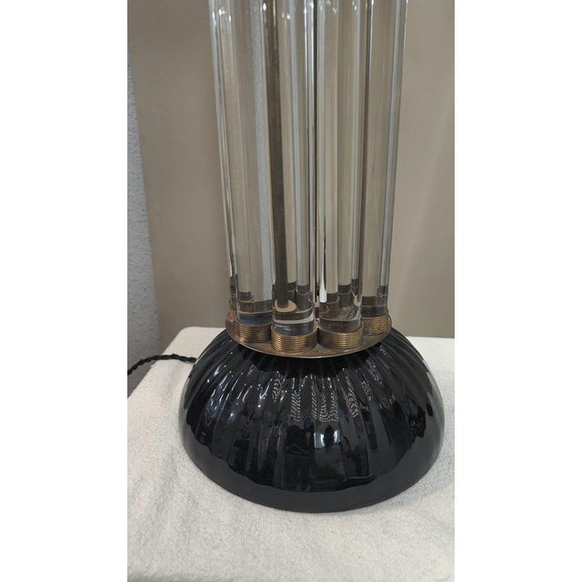 Italian Art Deco Style Crystal Table Lamps, 1970s, Set of 2 For Sale - Image 3 of 12