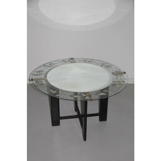 Vintage Round Glass Coffee Table with Leaf Pattern, 1950s For Sale - Image 15 of 15