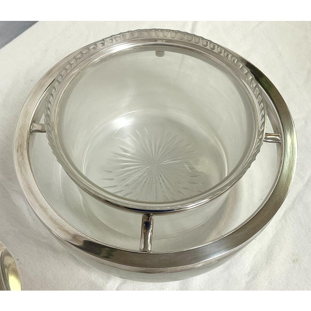 Metal Vintage Cut Glass With Silverplate Chilled Serving Dish With Lid For Sale - Image 7 of 12