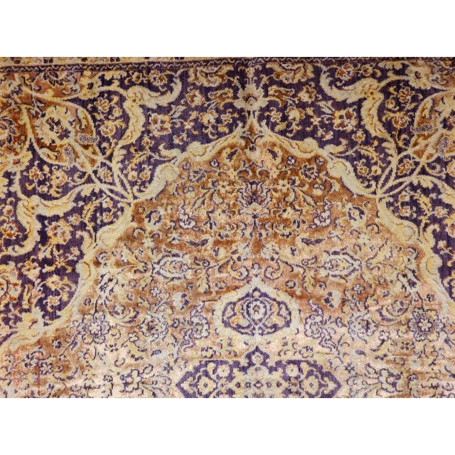 Vintage Turkish Silk Area Rug, Floral Medallion, Mid-20th Century, 4' x 6' For Sale - Image 9 of 18