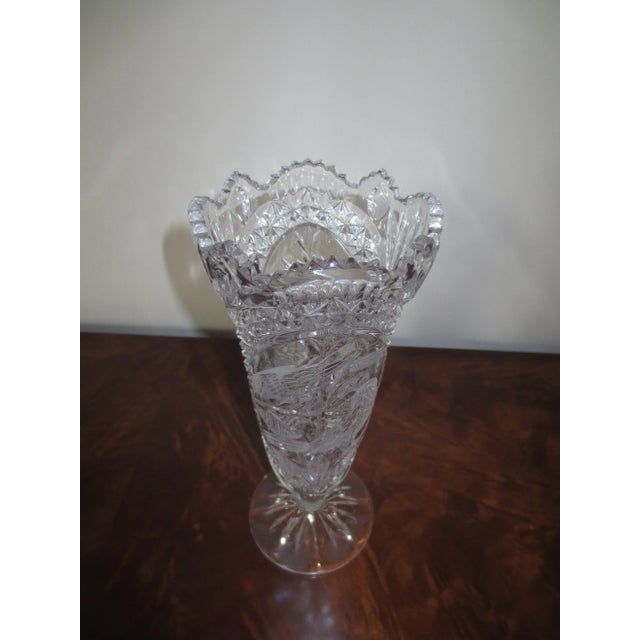Glass 1940's Hofbauer Byrdes Aramis Birds Hand Cut Lead Crystal Vase For Sale - Image 7 of 8