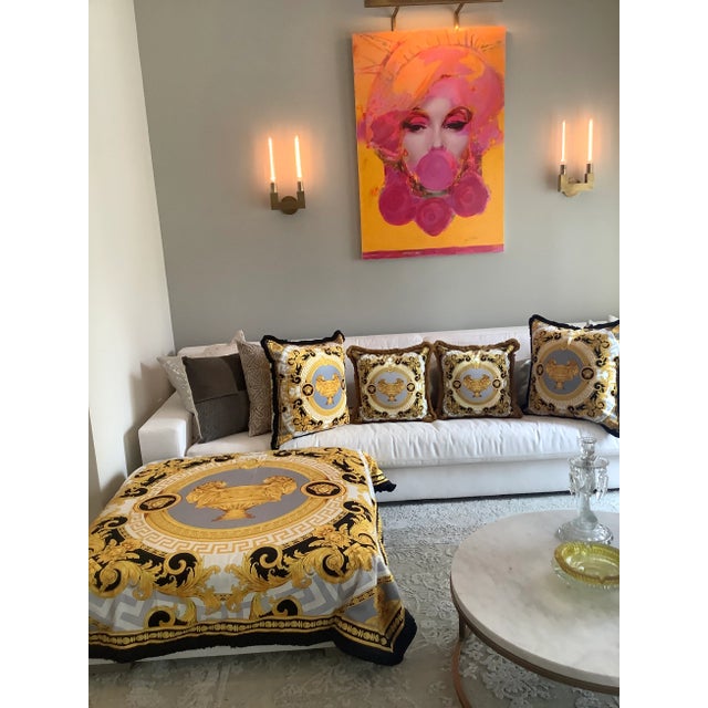 Custom Made Lion & Urn Versace Style Throw For Sale - Image 9 of 12