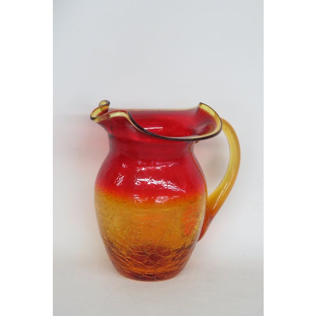 Mid 20th Century Mid Century Modern Hand Blown Crackle Glass Amberina Handled Pitcher Jug Creamer 5082c For Sale - Image 16 of 17