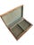 Wooden hinged box with white and gold paint and etched details. The interior is light green. This box is perfect for small...