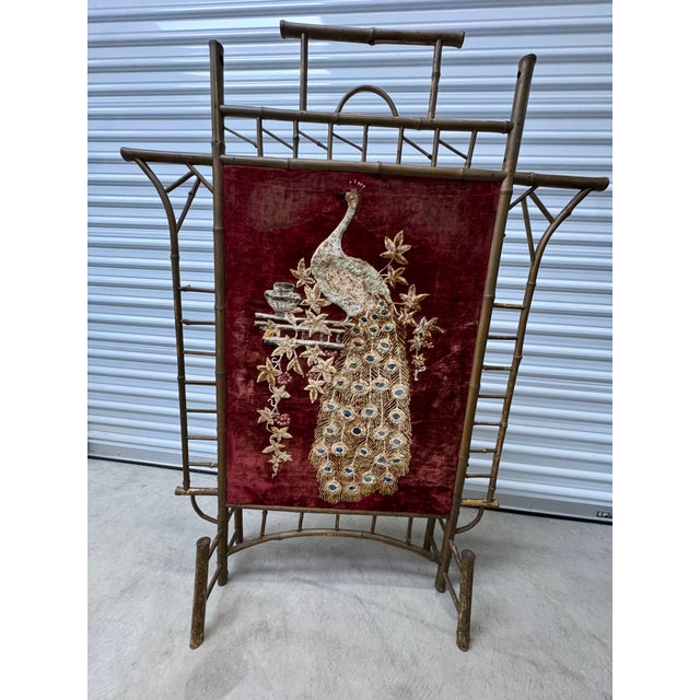 Antique Victorian Embroidered Chinoiserie Fire Screen For Sale - Image 14 of 18