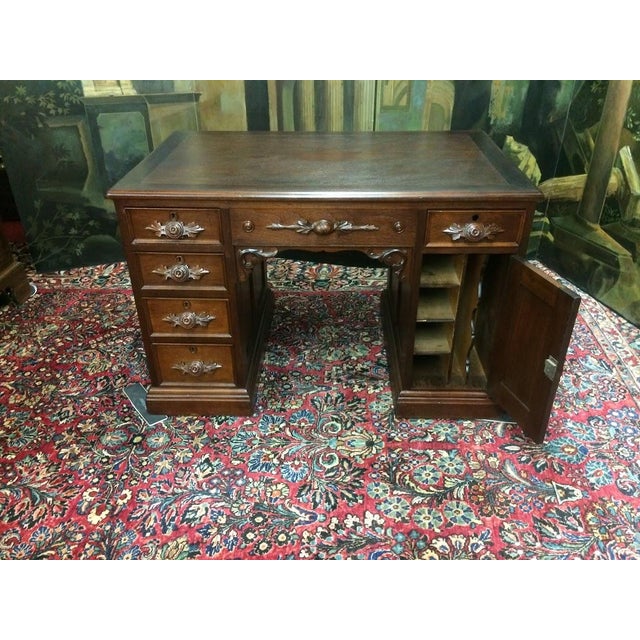 Antique Victorian Desk, Walnut Partner’s Desk For Sale - Image 10 of 13