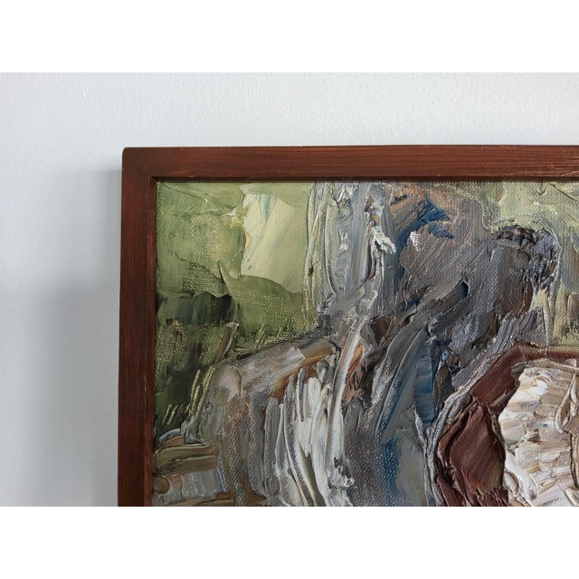 Wood Vintage Mid-Century Modern Still Life Mushroom Painting by Swedish Artist Marianne Bos Mareng 1971 For Sale - Image 7 of 12