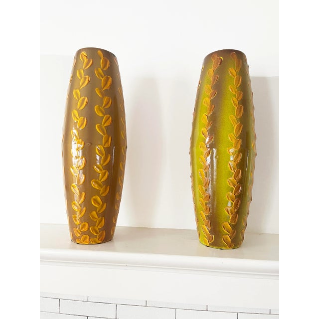 Pair of 1970s Glazed Leaf Vases by Zamoar Metalworks For Sale - Image 9 of 9
