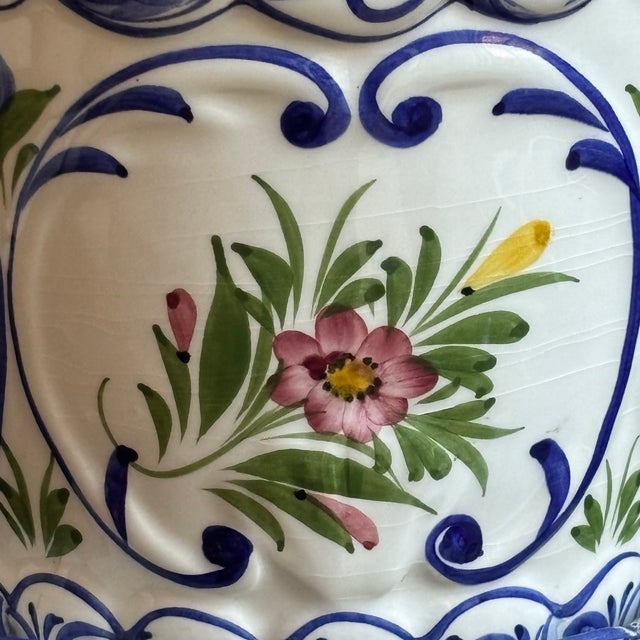 Mid-20th Century RCCL Portugal Ceramic Cachepot & Saucer For Sale - Image 4 of 12