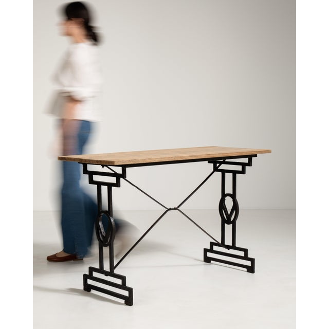 Cast Iron Bistro Table with Oak Top, Antique, France, 20th Century For Sale - Image 10 of 18