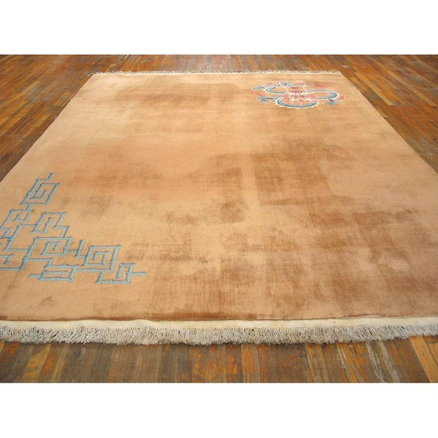 Rectangle Chinese Knotted Room Size Antique - Art Deco 1920s Wool Rug, Country of Origin: China, Circa Date: 1920s. This...