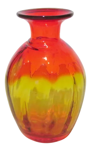 Mid 20th Century Blenko Amberina Glass Vase