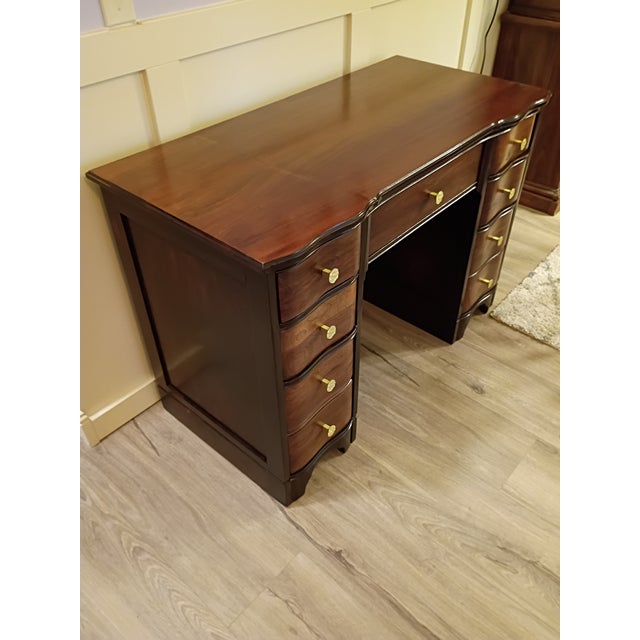 Vintage Solid Wood Desk With Chair For Sale - Image 14 of 18