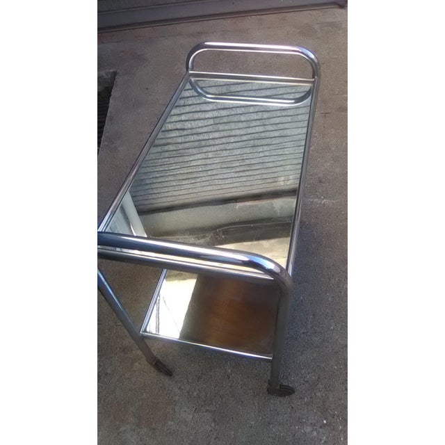 Silver Vintage Chrome Serving Bar Cart For Sale - Image 8 of 11