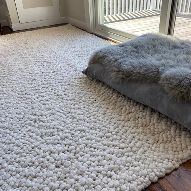 2020s Chunky Wool Felted Nordic Flatweave Rug in Ivory and Cream, 9x12 Ft. For Sale - Image 5 of 12