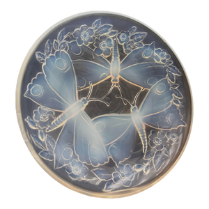 Early 1900s Art Nouveau Dragon Fly Opalescent Plate Verlys France