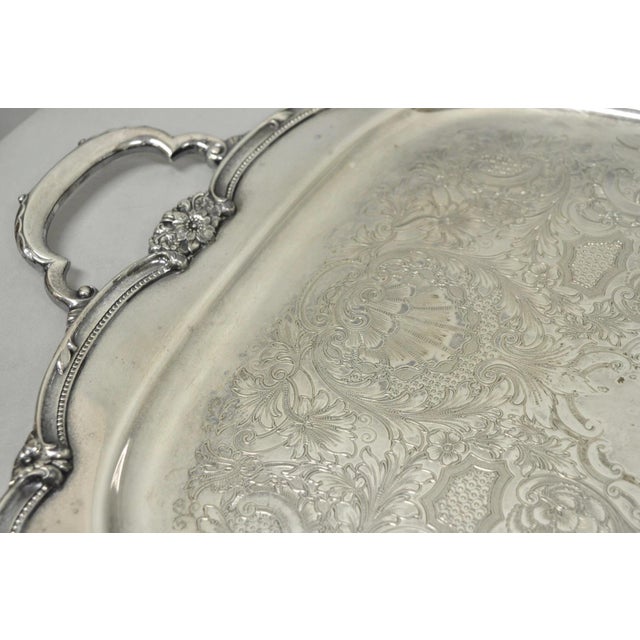 Vintage 1847 Rogers Bros "Remembrance" 9898 Silver Plated Serving Platter Tray For Sale - Image 11 of 16