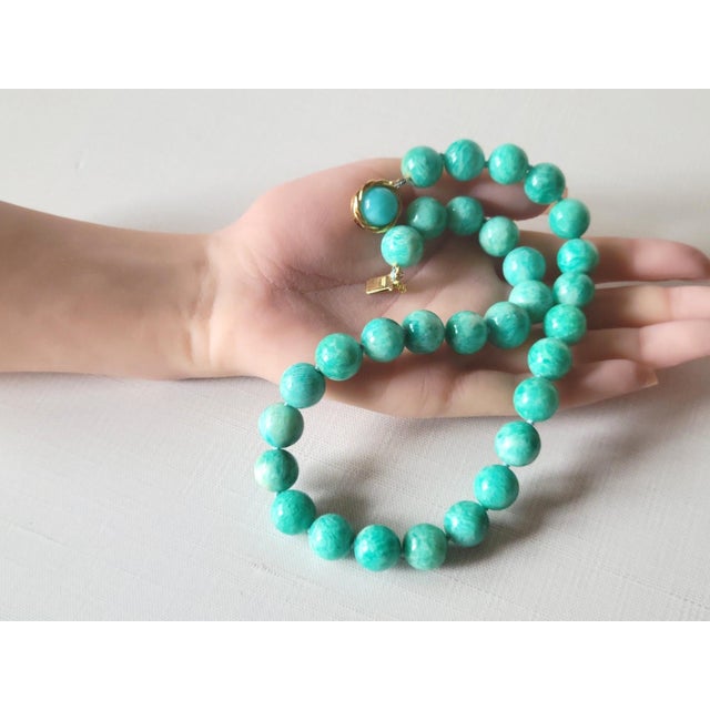 Amazonite Beaded Necklace, 18-Inch, Silver-Gilded Amazonite Clasp For Sale In Cleveland - Image 6 of 10