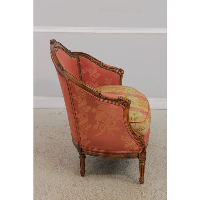 Vintage French Provincial Upholstered Love Seat Settee For Sale - Image 15 of 18