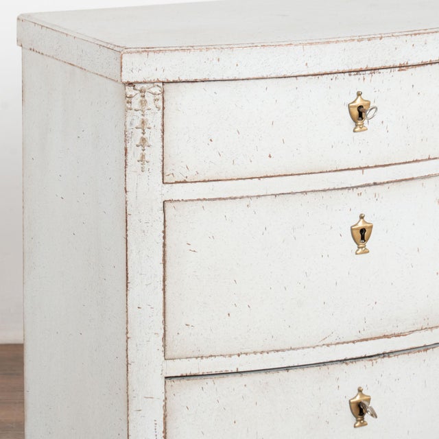 Gray 19th Century Gray Danish Bow Front Small Chest of Three Drawers or Nightstand For Sale - Image 8 of 13
