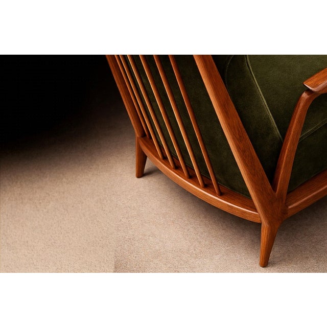 1950s Pair of Armchairs in Pau Marfim & Olive Green Mohair, Giuseppe Scapinelli, Brazil, 1950s — Lot 196-584 For Sale - Image 5 of 17