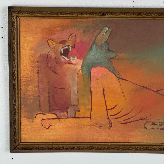 Surrealism Original Vintage Ny Artist Eugene Arcieri O/B Mid 20th C. Painting, Framed & Signed For Sale - Image 3 of 6