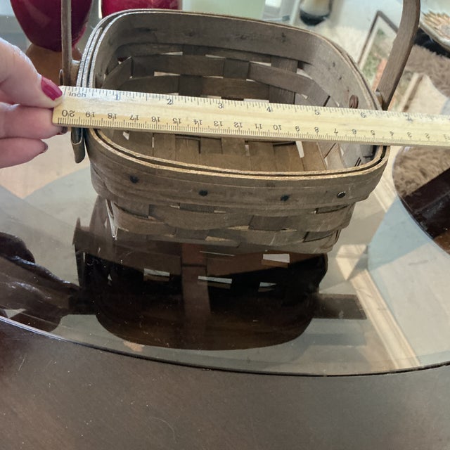 Longaberger Signed Vintage Medium Berry Basket, Hand Woven Maple Wood, 1980s For Sale - Image 18 of 18