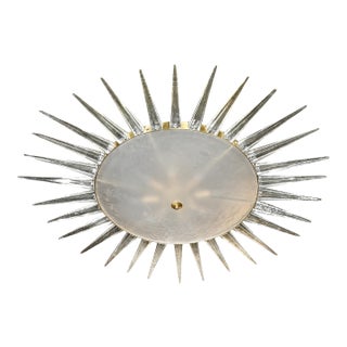 Modernist Brass Fitted Hand-Blown Murano Glass Starburst Spike Form Chandelier For Sale