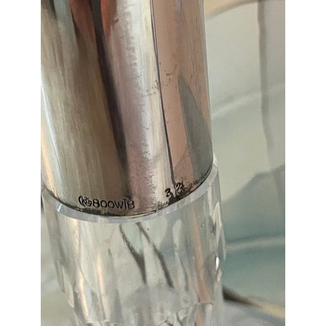 Traditional 1940s German 800 Silver and Clear Cut Crystal Glass Decanter For Sale - Image 3 of 5