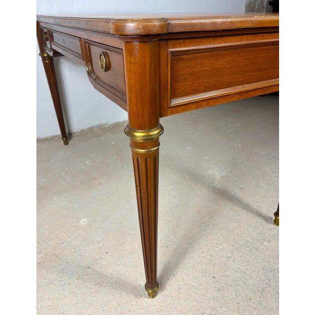 Elegant Early 20th Century Writing Desk With Brass Details and Three Drawers For Sale - Image 12 of 14