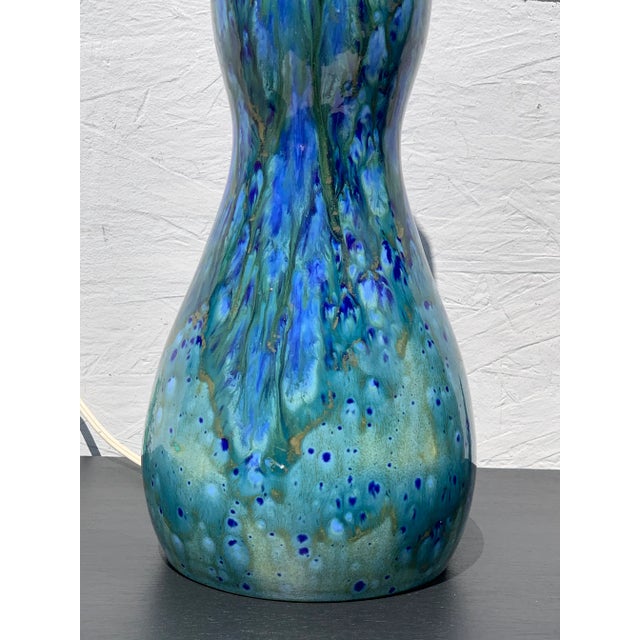 1960s 1960s Mid Century Blue Ceramic Lamps- A Pair For Sale - Image 5 of 8