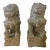 Vintage Hand Carved Stone Foo Dogs Guardian Lions, Pair, Asian Garden Sculptures For Sale