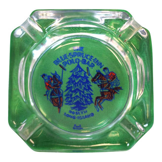 Mid 20th Century The Blue Spruce Inn Polo Bar Roslyn Long Island Glass Ashtray by Paul Brown For Sale