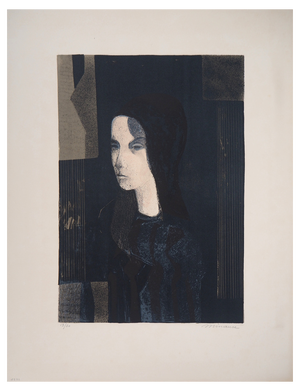 André Minaux, Portrait of a Woman in Black, Lithograph