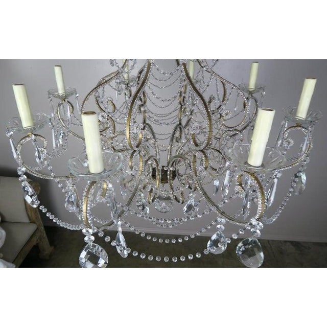 French Crystal Beaded 8-Arm Chandelier, 20th Century For Sale In Los Angeles - Image 6 of 10