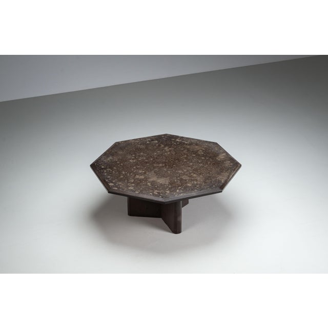 1970s Large Octagonal Coffee Table with Posidonia Slate Top, 1970s For Sale - Image 5 of 14