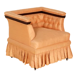 Belle Epoque Walnut and Silk Armchair, Early 1900s